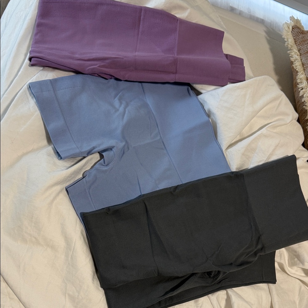 SET Active Women's Leggings/shorts - Purple, Blue, and Black bundle